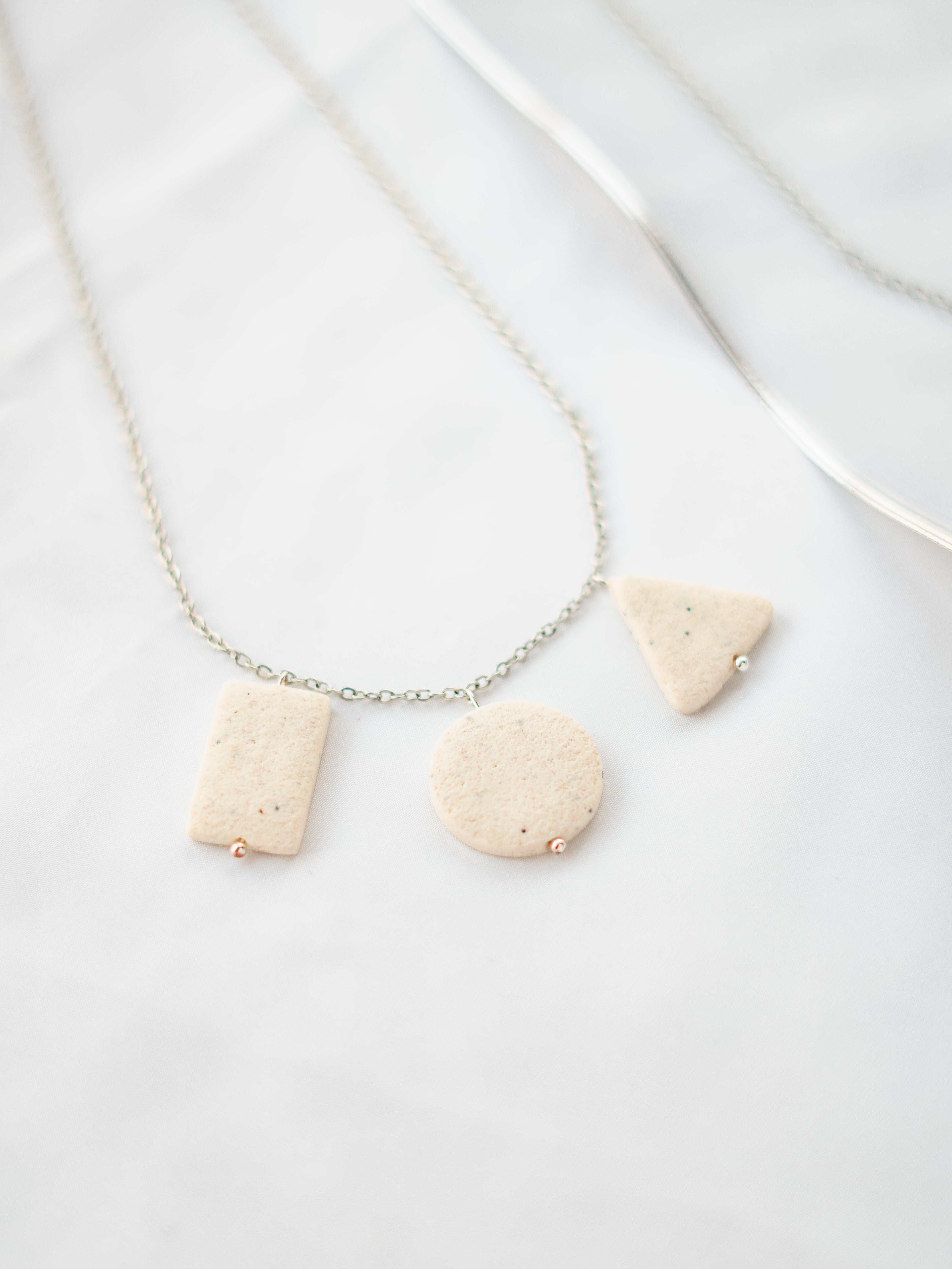 Golden Shapes Silver Necklace